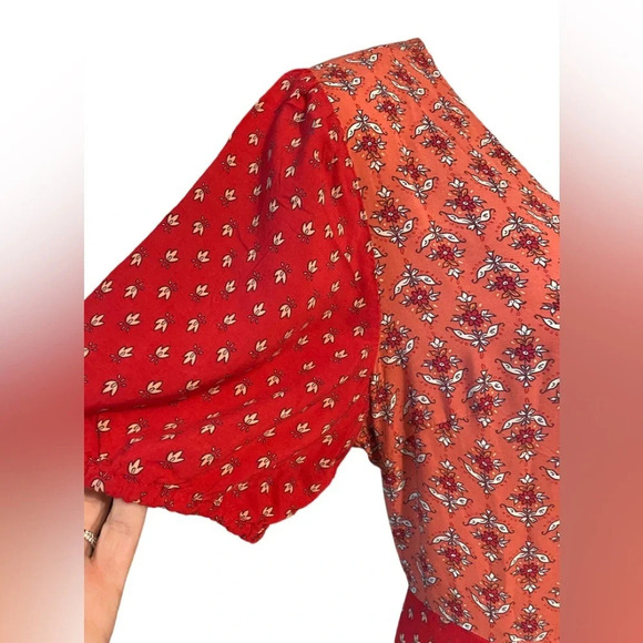 Go Fish Pink Red Floral Maxi Button Down Dress - Picture 6 of 12